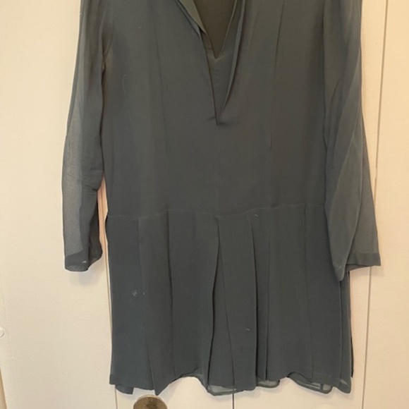 TORY BURCH HUNTER GREEN CHIFFON PINAFORE DRESS - Picture 5 of 5